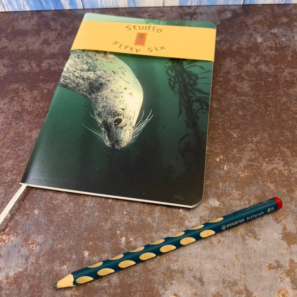 Notebook, Marine themed, A5 (ish), made from up-cycled and recycled materials.