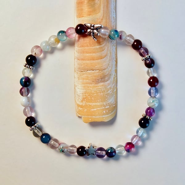 Fluorite And Agate Bracelet - Handmade In Devon
