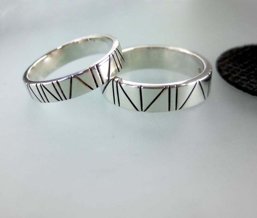 Oxidised UNISEX silver bands