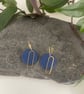 Navy blue and brass polymer clay earrings  - Image 2