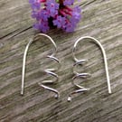 Sterling silver spiral drop earrings - made to order just for you.