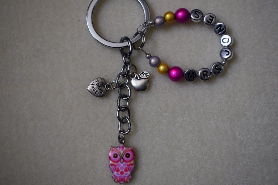 Teacher Thank You Keyring Personalised Owl