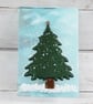 Snowy Winter Tree Tealight holder: Sparkly Green Fused Glass Christmas Ornament