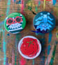 Fun illustrated pin badges by Jo Brown Happy Tomato - Image 1