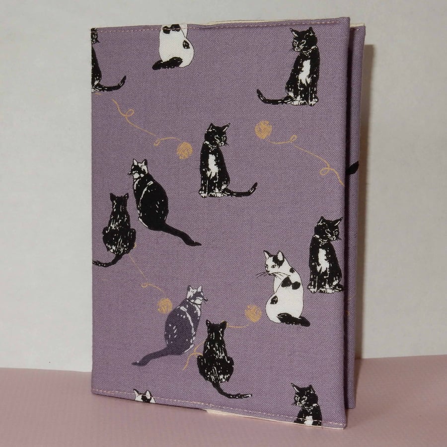 Notebook A6 fabric covered black and white cats