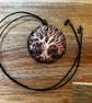 Hand-engraved burnished copper necklace with tree motive