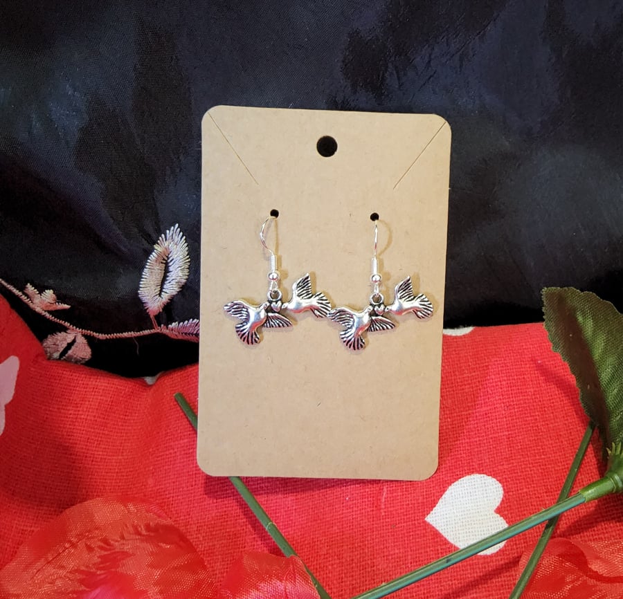 Valentines Earrings - Twin Doves 