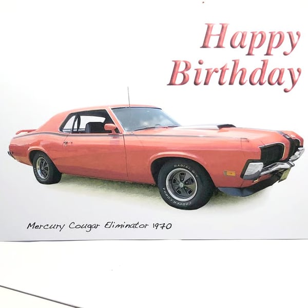 Mercury Cougar Eliminator 1970 - 5x7in Birthday, Anniversary or Plain Card