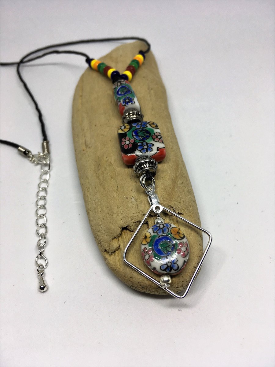 Handmade pendantHand painted glass bead pendan... Folksy