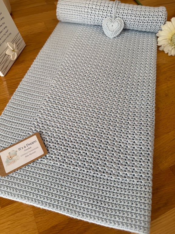 New Handmade Baby Blanket – Silver – Bamboo & Cotton Blend