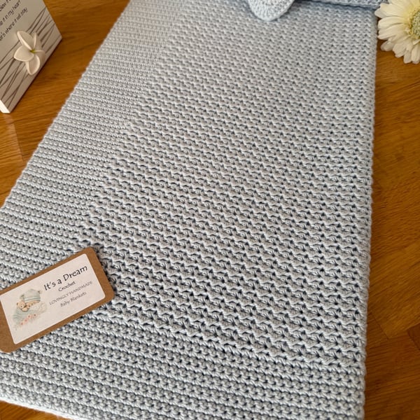 New Handmade Baby Blanket – Silver – Bamboo & Cotton Blend