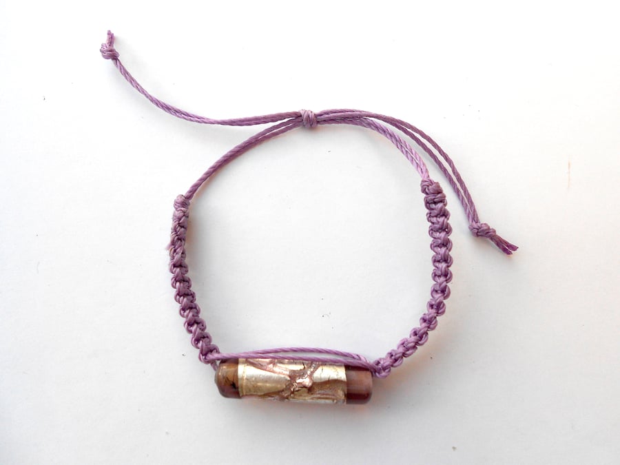 For February Birthday Mauve Macramé  Bracelet.