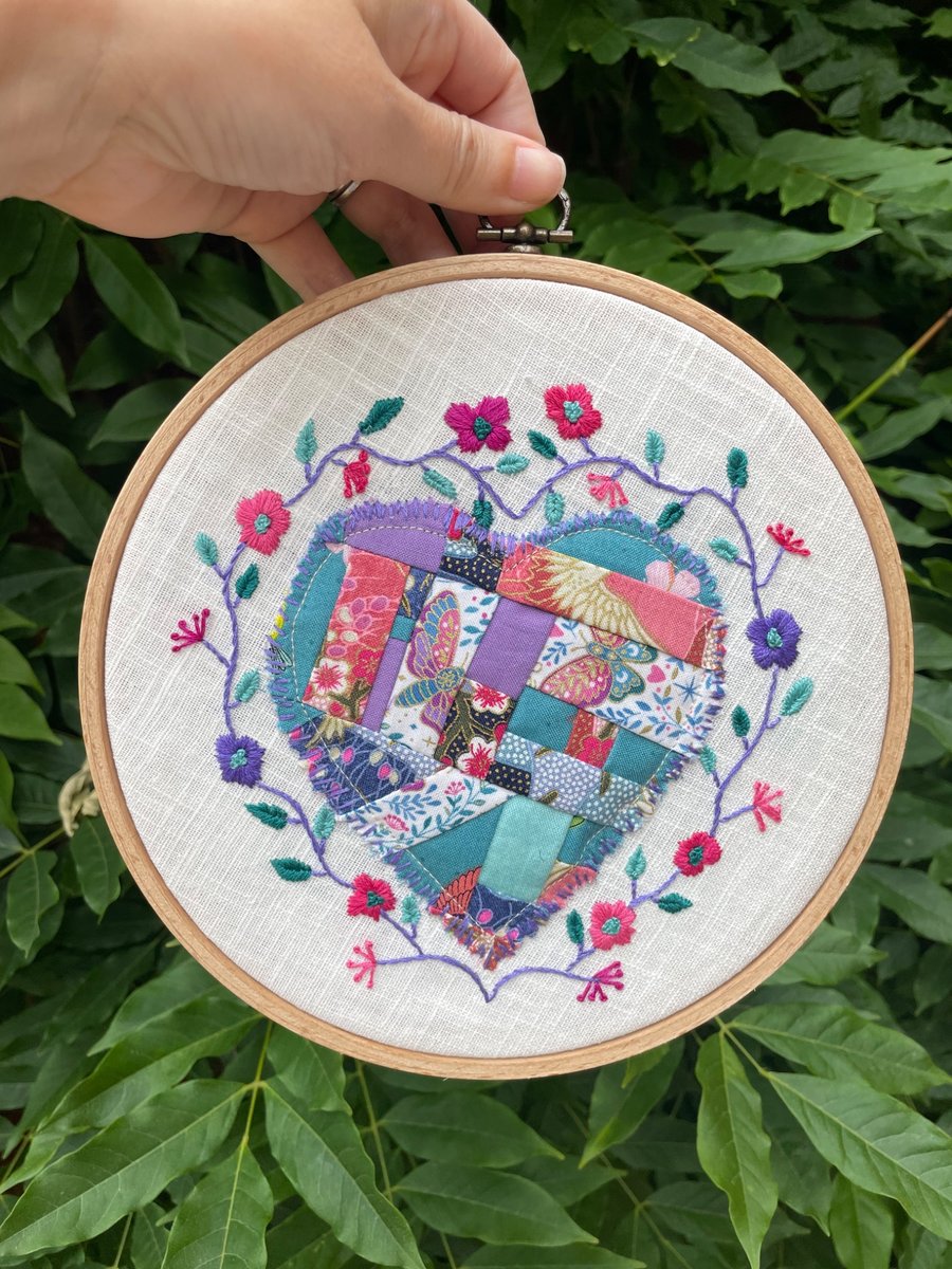 Patchwork heart textile art