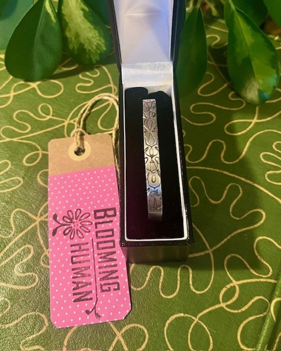 Handmade Unique Solid Sterling Silver 925 Hand-Stamped Open Cuff Bracelet