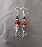 Gothic beaded bat charm dangle earrings  - Image 1