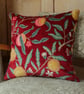 William Morris Velvet Cushion Cover Fruit Red