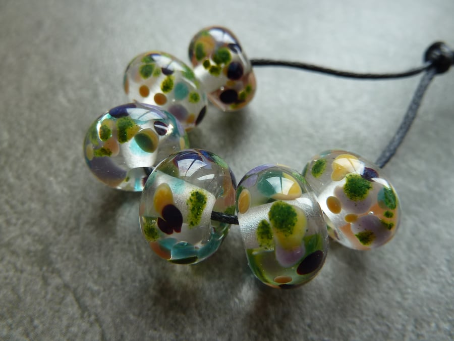 handmade lampwork glass frit beads