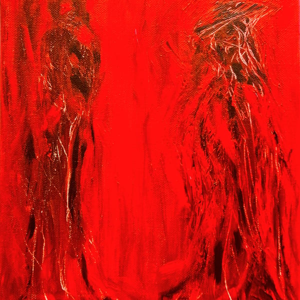 Red Abstract Painting, Acrylics on Canvas, Original Figurative Art