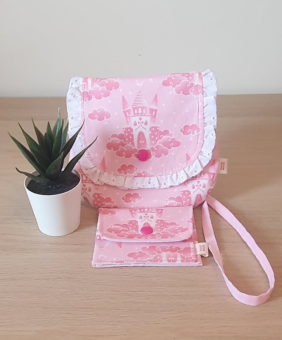 Handmade Pink Castle Bag and Wallet Set 