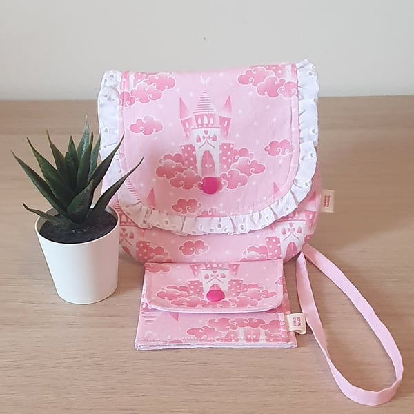 Handmade Pink Castle Bag and Wallet Set 