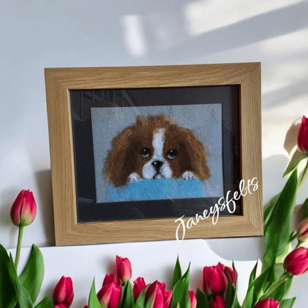 2d needle felted spaniel portrait 