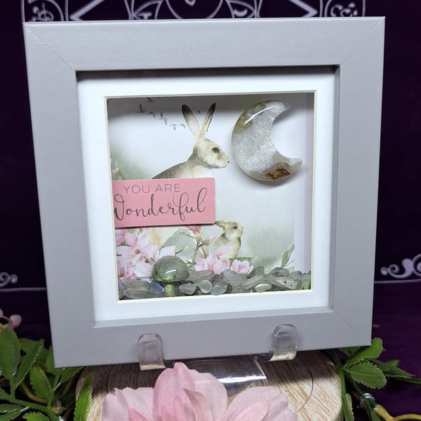 You are wonderful rabbit art frame with crystals gift