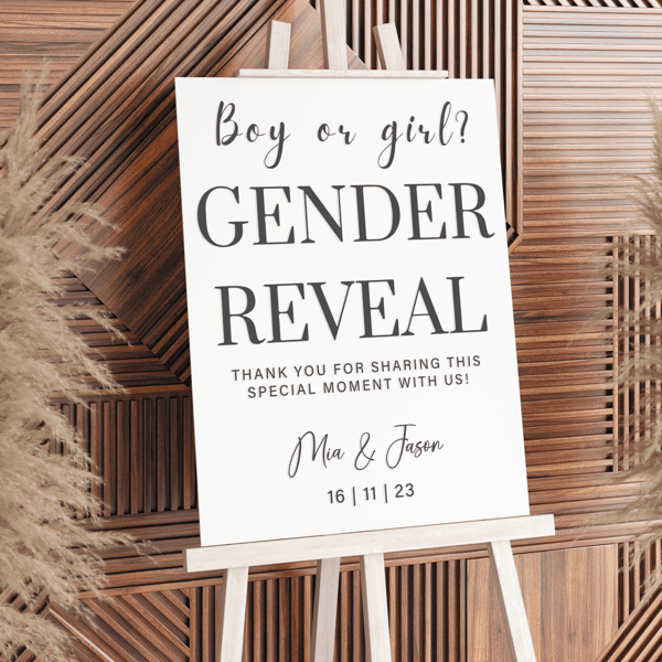 Boy or Girl Gender Reveal Sign - Personalised Baby Gender Reveal Party Decor