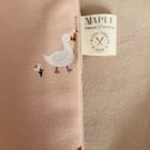 Handcrafted Rose Pink Baby Quilt: Geese & Flowers Print 