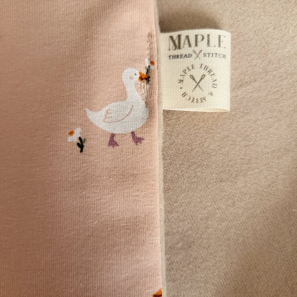 Handcrafted Rose Pink Baby Quilt: Geese & Flowers Print 