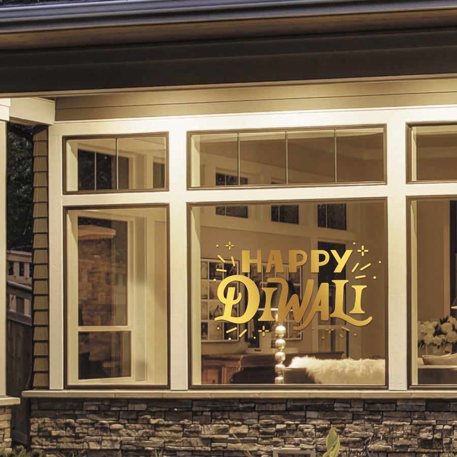 Happy Diwali Sticker - Diwali Home Decor, Window Decoration For Diwali