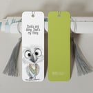 Funny Bird Bookmark – Hand-Drawn with Tassel and Velvet Finish