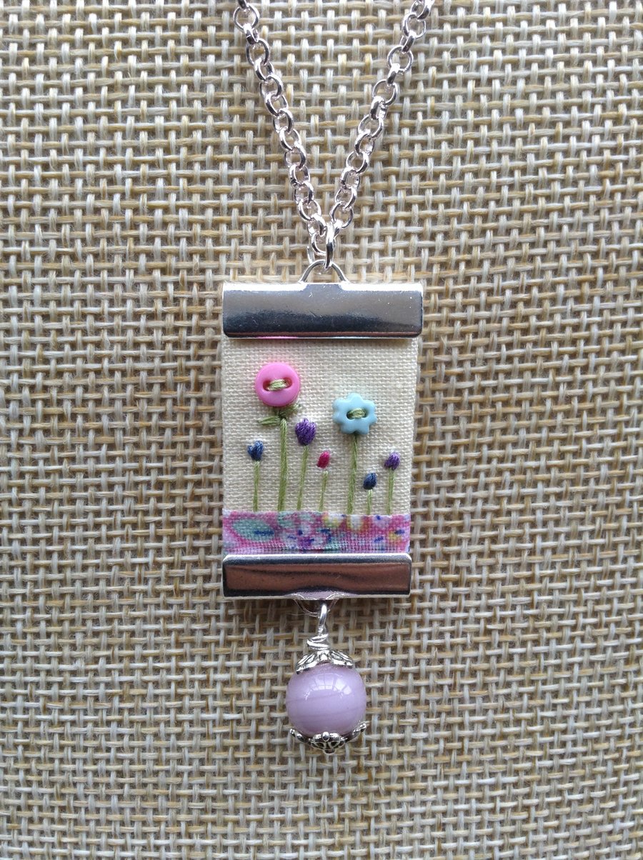 Hand sewn fabric pendant necklace 