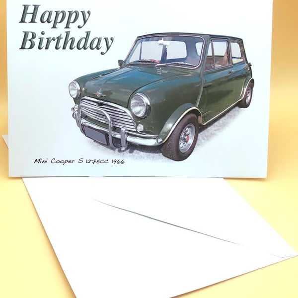 Mini Cooper S 1275cc 1966 - Birthday, Anniversary, Retirement or Plain Card