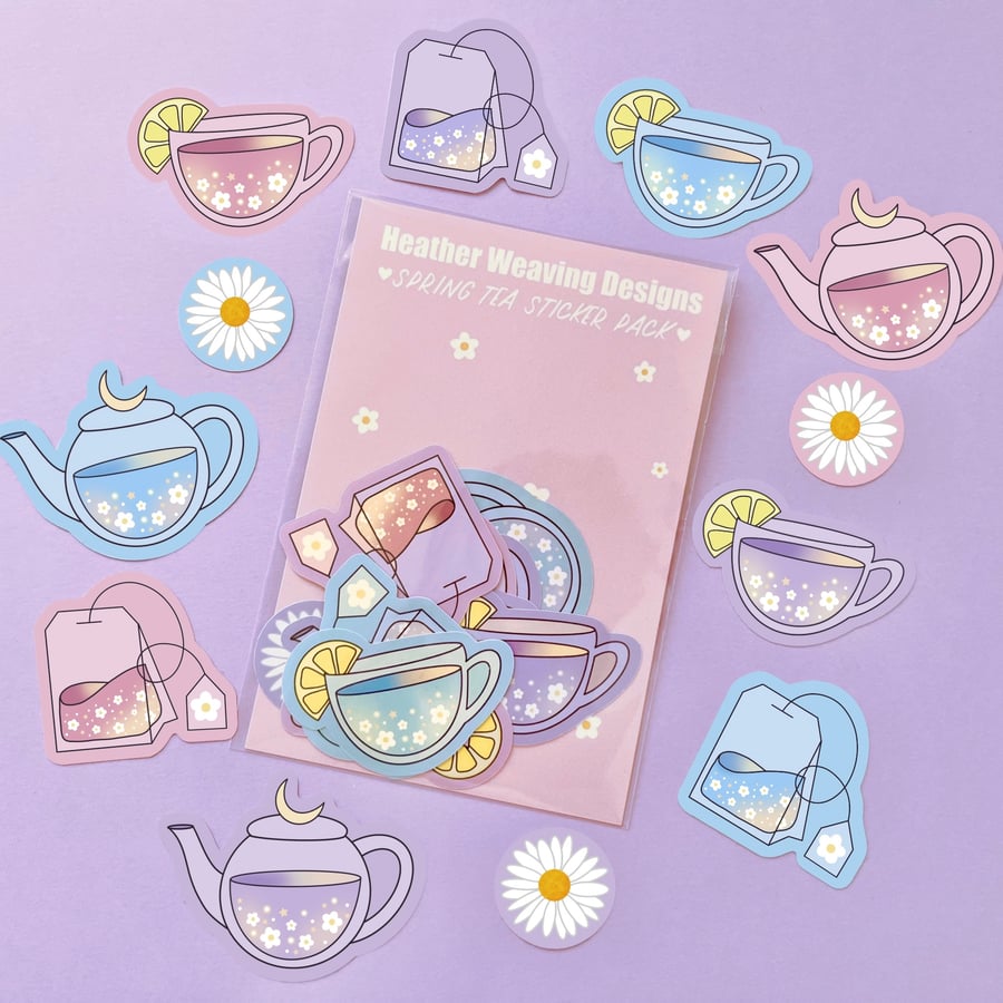 Spring Tea Die Cut Sticker Pack