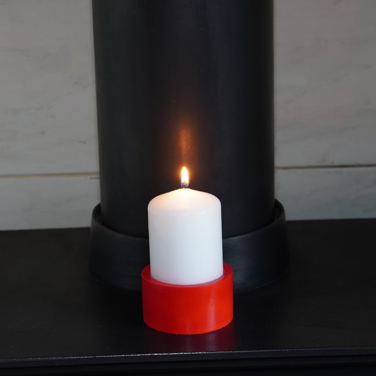 Turned wooden candle holder