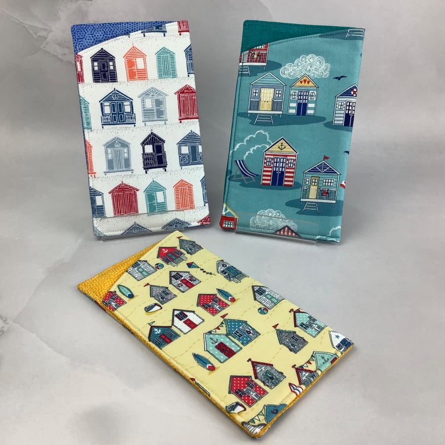 Beach huts handmade phone case, Seaside sunglasses case, Options