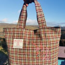 Harris Tweed large Shopper with embroidered unicorn 