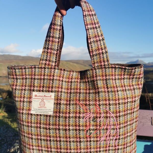 Harris tweed large tote bag shop