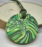 Large green polymer clay pendant - Image 3