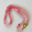 Pink cracked glass rondelle necklace 