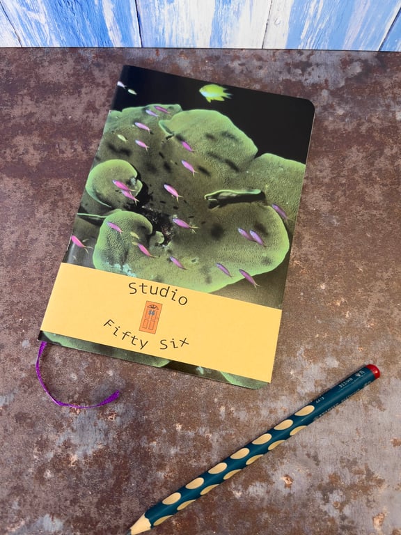 Notebook, Marine themed, A5 (ish), made from up-cycled and recycled materials.