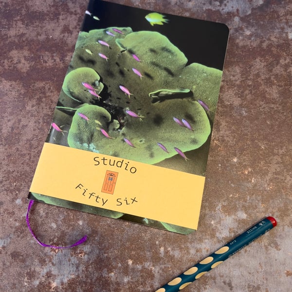 Notebook, Marine themed, A5 (ish), made from up-cycled and recycled materials.