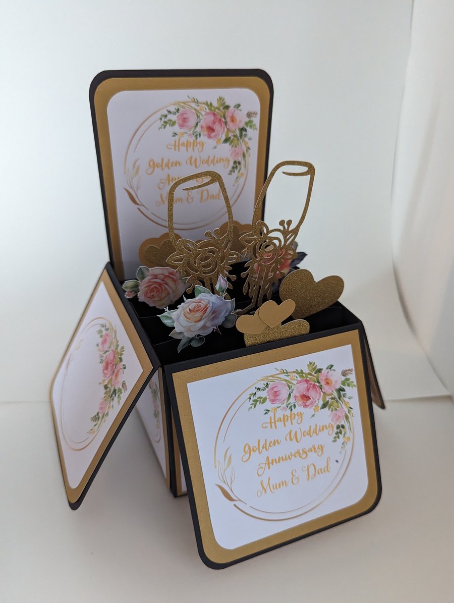 Golden Wedding Anniversary Box Card