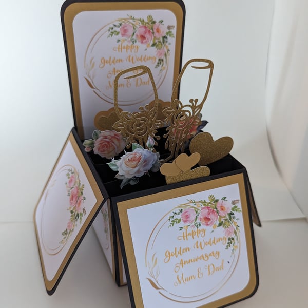 Golden Wedding Anniversary Box Card