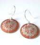 Dandelion clock earrings in orange and silver - Image 2