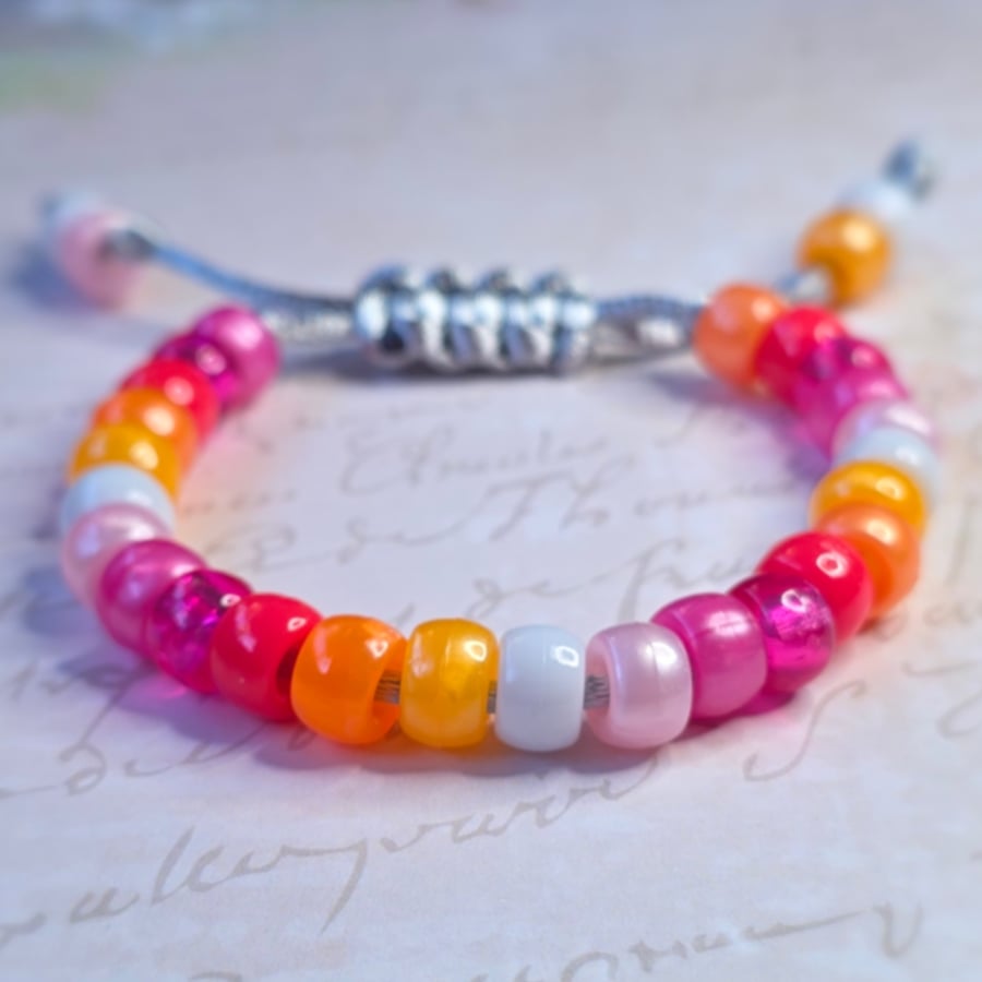 Lesbian Pride Beaded Bracelet