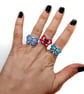 Beaded butterfly adjustable ring