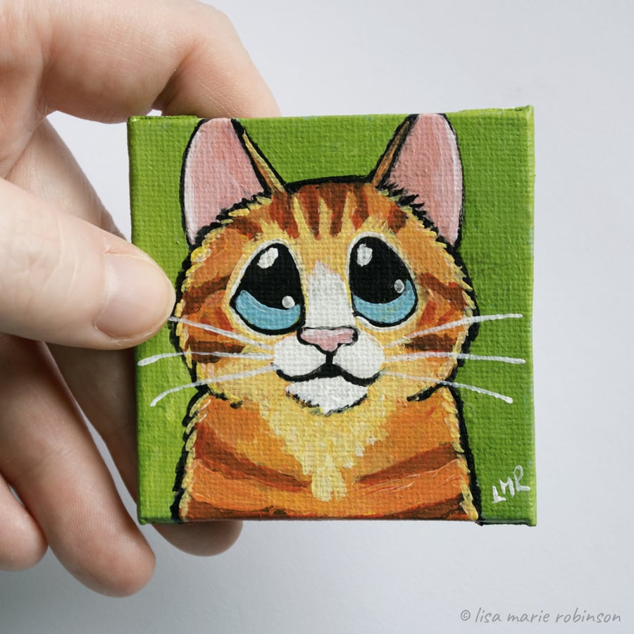 Ginger Tabby Cat Mini Canvas Magnet