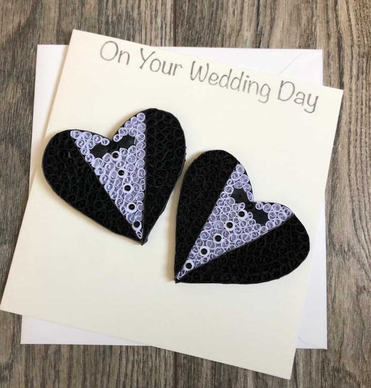 Stunning handmade quilled wedding card