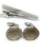 1964 Sixpence Cufflinks 61st birthday. Original sixpence coins HT Tie Set - Image 1